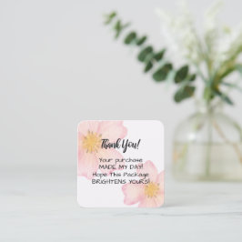 Visita Quadrado Cartão de Agradecimento - Floral Aquarela Rosa