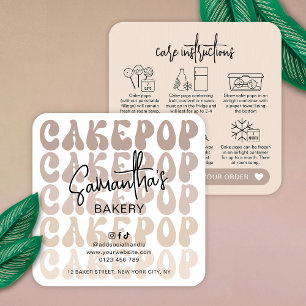 Visita Quadrado Cartão de Cuidados com Cake Pops Retro Bege