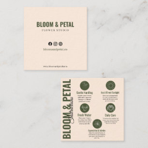 Visita Quadrado Cartão de Cuidados com Flores Bloom & Petal Sage V