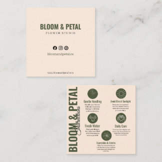 Visita Quadrado Cartão de Cuidados com Flores Bloom & Petal Sage V