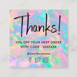 Visita Quadrado cartão de desconto de textura opal pastel gemstone