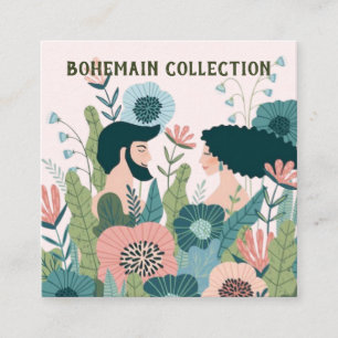 Visita Quadrado cartão de exibição de ilustração de padrão boho fl
