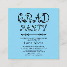 Cartão de Festa de Graduação Simples Preto e Branc