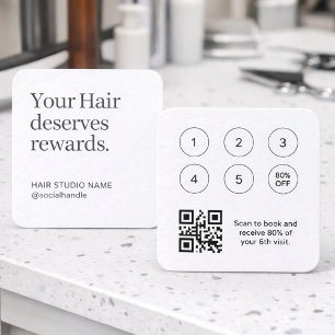 Visita Quadrado Cartão de Fidelidade Minimalista com Código QR par