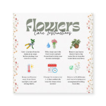 Cartão de Instruções de Cuidados com Flores Sage F