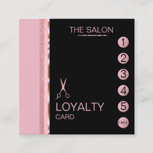 Visita Quadrado Cartão de Lealdade Salon Makeup Artista Rosa faux