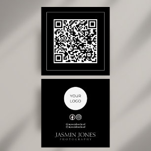 Visita Quadrado Cartão de Mídia Social QR Code Preto e Branco Mini