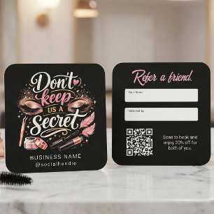 Visita Quadrado Cartão de Referência de Código QR de Script Rosa C