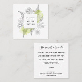 Visita Quadrado Cartão de Referência Floral Preto e Branco Elegant