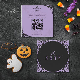 Visita Quadrado Cartão de Resposta Rápida Halloween Lavanda Mágica
