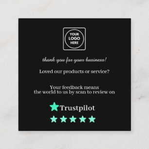 Visita Quadrado Cartão de revisão QR preto para feedback confiável