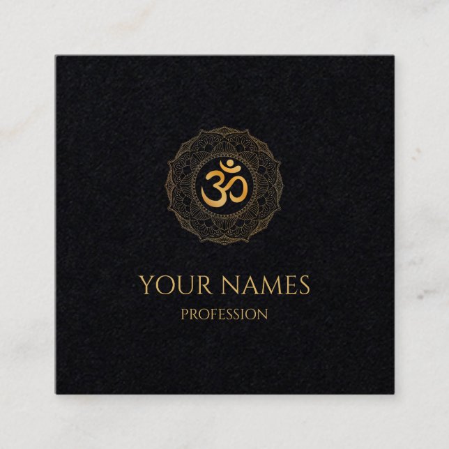VISITA QUADRADO CARTÃO DE VISITA: DOURADO MANDALA + OHM  (Frente)