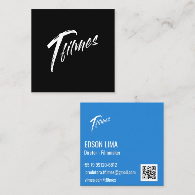 Visita Quadrado Cartão de Visitas Filmmaker e Fotógrafo (Frente/Verso)