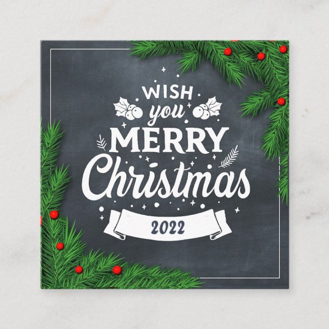 Visita Quadrado Cartão Feliz de Natal (Frente)