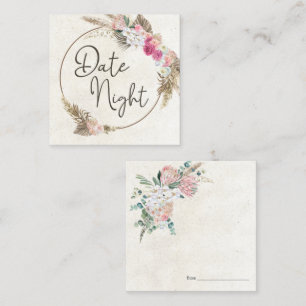 Visita Quadrado Cartão Noturno Neutro de Data Floral Pastel Boho