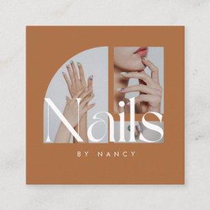 Visita Quadrado Colagem de Fotos de Artista de Unhas Cartão de Vis