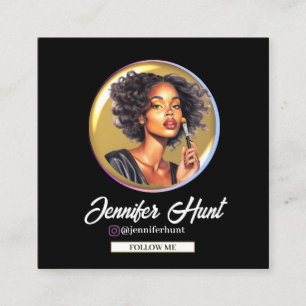 Visita Quadrado Coloração d&água Dourada Instagram Cartão de visit