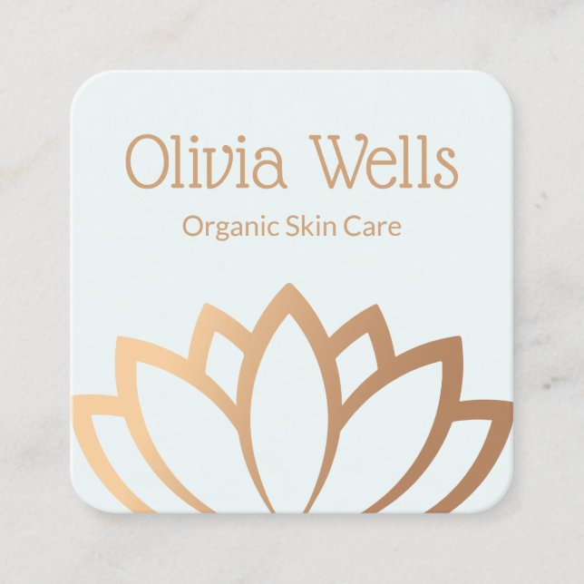 Visita Quadrado Estheticista Dourado Lotus Flower Square Cartão de (Frente)