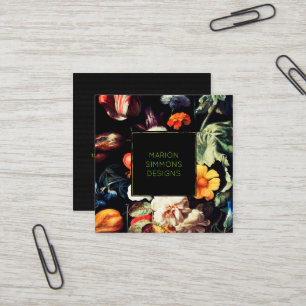 Visita Quadrado Floral Vintage Pintado em Cartão de Negócios Quadr