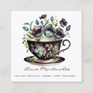 Visita Quadrado Floral Vintage Teacup Pansy Square Cartão de visit
