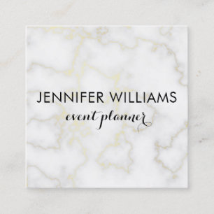 Visita Quadrado Marble Look com Faux Dourado Accents Cartão de vis