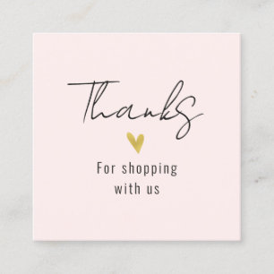 Visita Quadrado Obrigado Modern Dourado Heart Square Cartão de vis