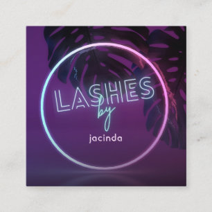 Visita Quadrado Purple Neon Lashes Business Square Cartão de visit