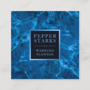 Visita Quadrado Quadro metálico azul e mármore  Cartão de visit