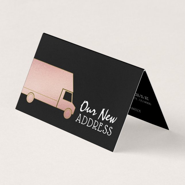 Visita Rosa Gold Foil Remove Van, Mudança de Cartão de En (Frente)