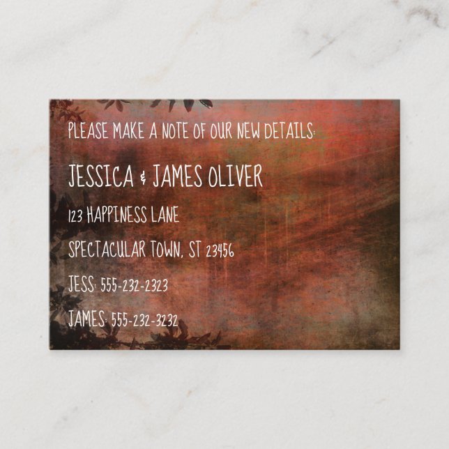 Visita Rust e Brown Grunge Nós movemos o Cartão de Saída (Frente)