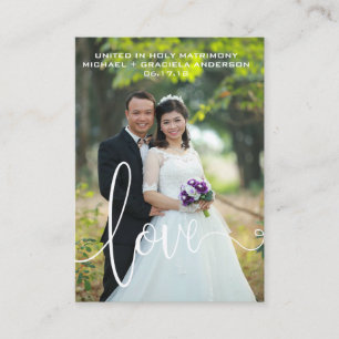 Visita Script de Amor Branco Cartão de Favour de Casament