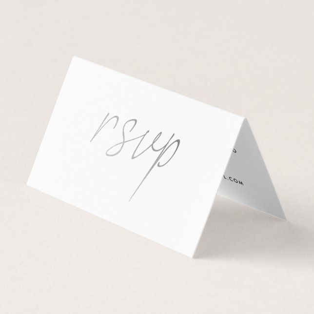 Visita Script de Foil do Modern Silver com Cartão RSVP de (Frente)