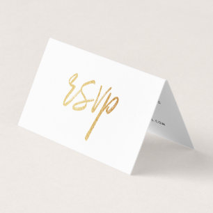 Visita Script de Foil Gold Moderno com Cartão RSVP de Fot