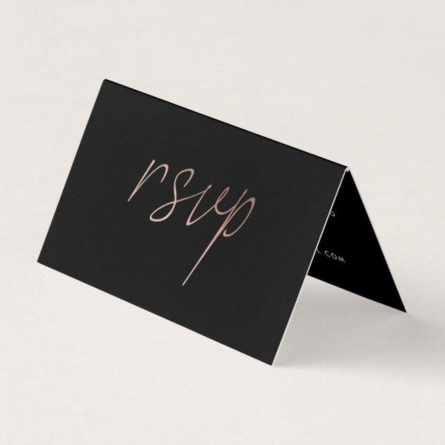 Visita Script de Foil Ouro Moderno Rosa com Cartão RSVP d (Frente)