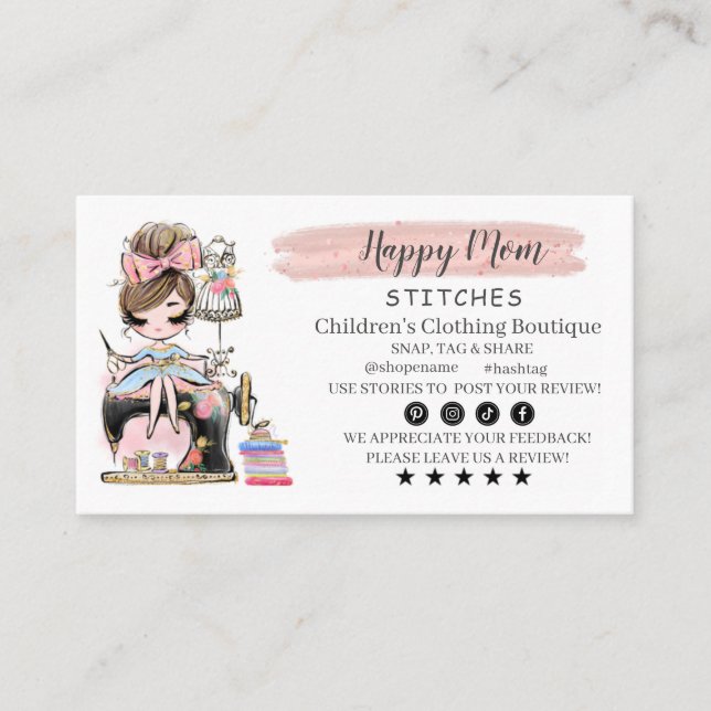 Visita Sewing Cartão de visita. (Frente)