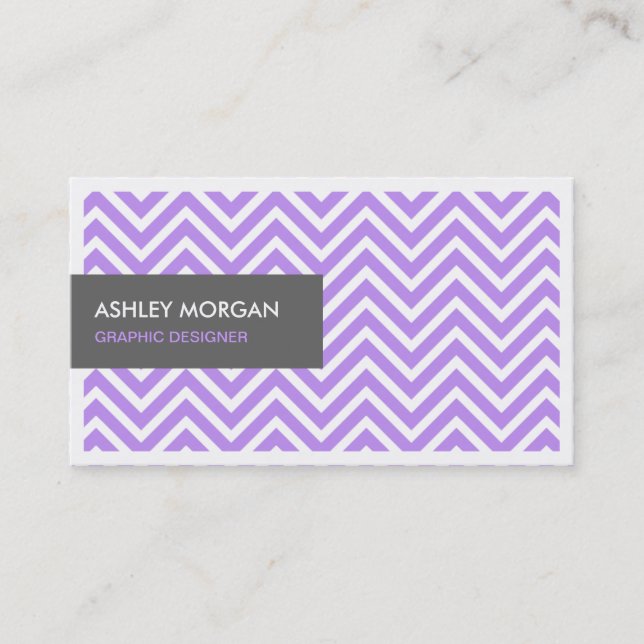 Visita Simples Chic Purple Chevron Zigzag Cartão de visit (Frente)