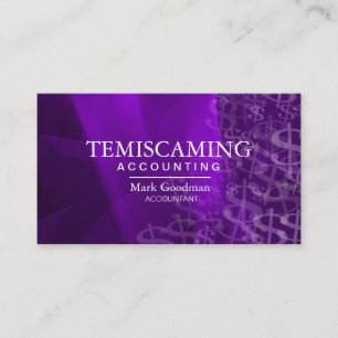 Visita Sinais de dólar brancos roxos do cartão de visit