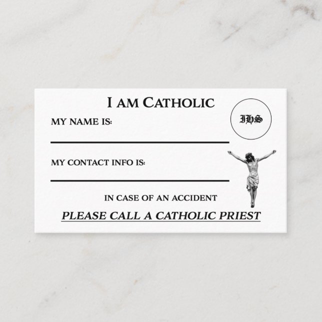 Visita Sou um Cartão de Identificação Católico (Frente)