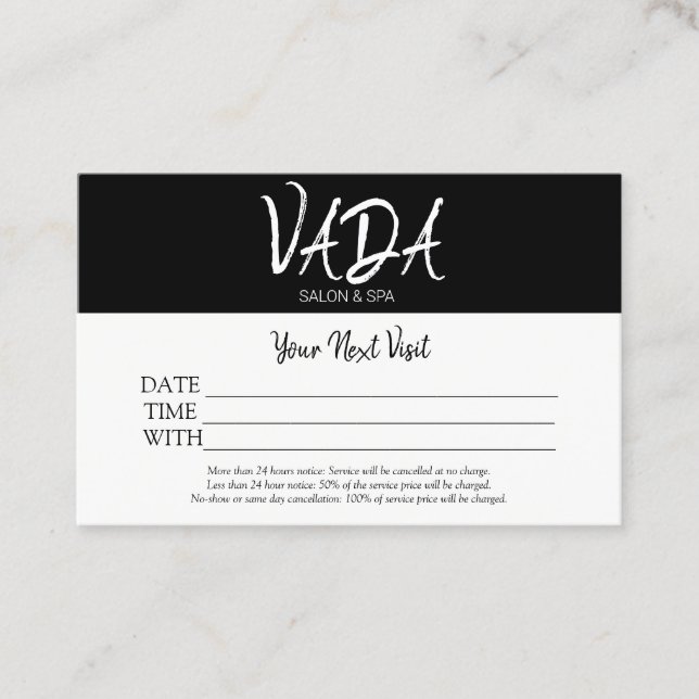 Visita Spa e Salão do Cartão de Compromisso (Frente)