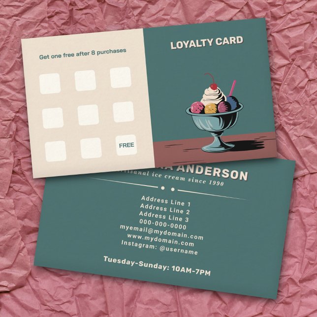 Visita Sundae - Cartão de Fidelidade do Sorvete Parlor (Sundae - Ice Cream Parlor Loyalty Card)