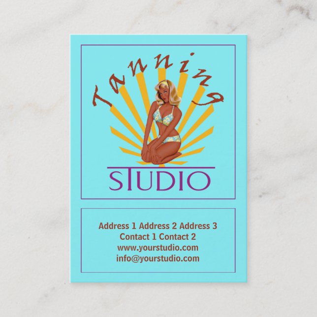 Visita Tanning Studio - Cartão de Local para Empresas (Frente)
