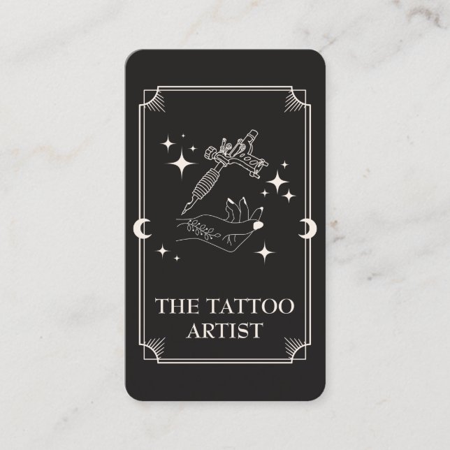 Visita Tarot Card Tattoo Artist Celestial Cartão de visit (Frente)