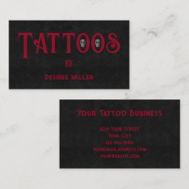 Visita Tatuagem Artista Vermelho Negro Legal Cartão de vi