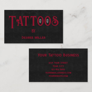 Visita Tatuagem Artista Vermelho Negro Legal Cartão de vi