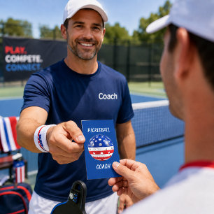 Visita Treinador de Pickleball Patriótico Cartão de Negóc
