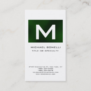 Visita Trendy Monogramas Green White Modern Cartão de vis