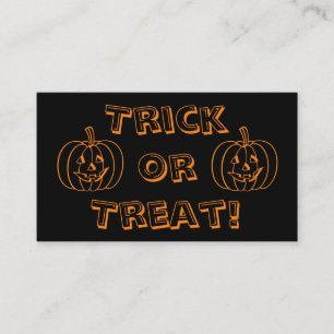 Visita Trick ou Treat Não Consegue Falar Cartão de visi