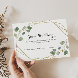 Visita Verde Geométrico Adivinha Quantos Cartão De Jogo