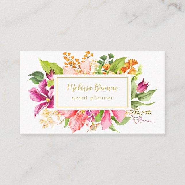 Visita Vintage Flowers Pastel Event Planner Cartão de vis (Frente)