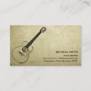 Visita Vintage Music Guitar Elegant Musical Cartão de vis